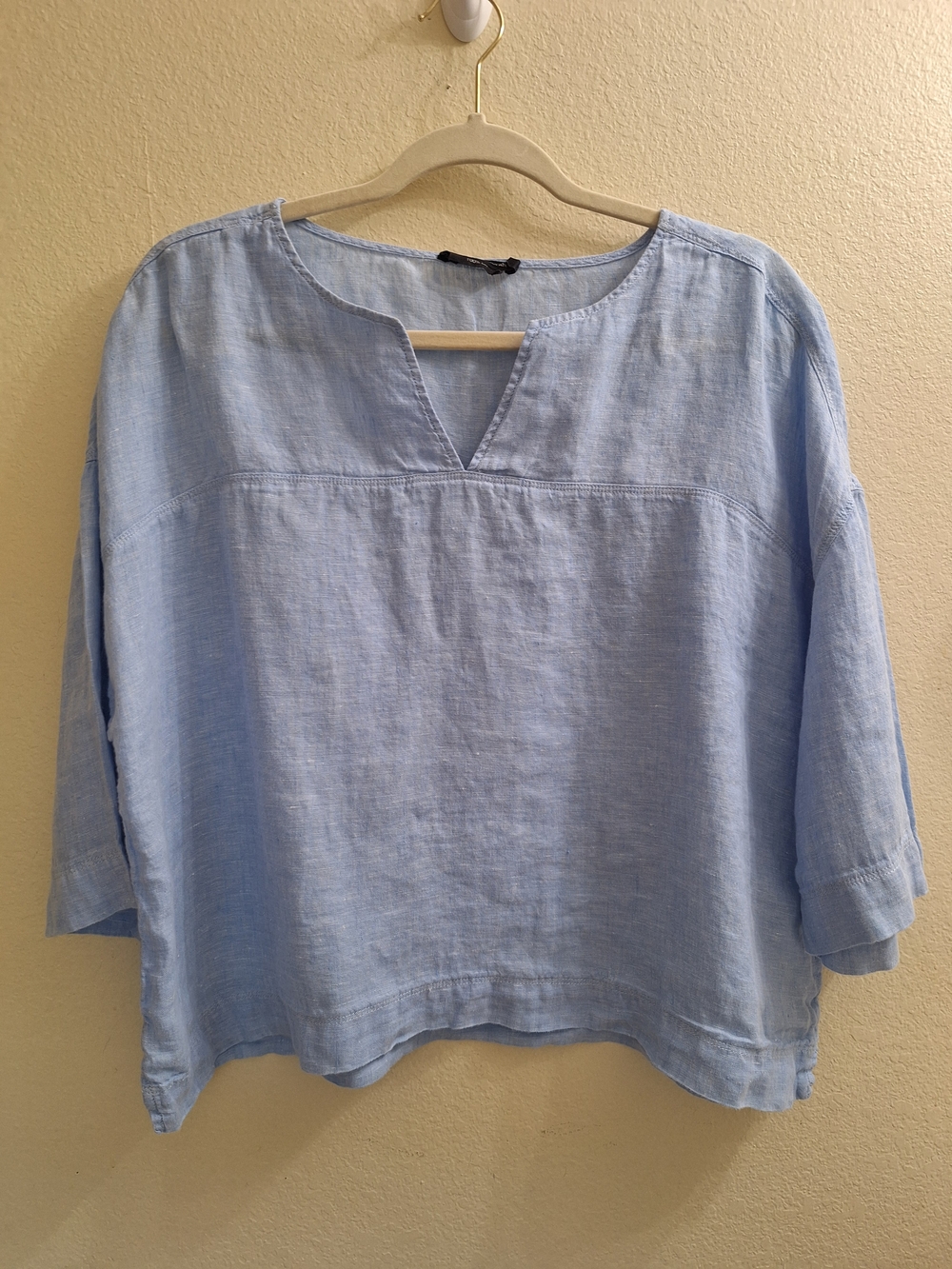 Light Blue Linen Split-Notch Tunic